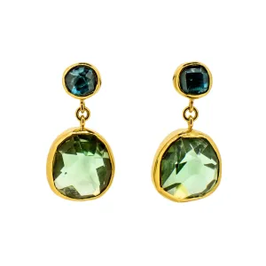 Topaz and Green Amethyst Earrings