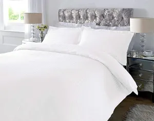 Toro Blu 400TC White 100% Cotton Stripe Bedsheet Set - Queen Size (225x250cm) with 2 Pillow Covers