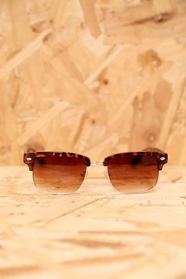 Tortoise Shell Rectangle Clubmaster Sunglasses