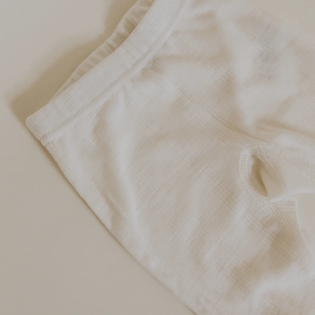 Tothemoon ☾ - Footed baby pants - Wool & silk - Needle pattern - Natural