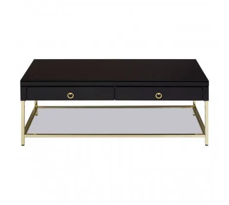 Townhouse Black and Gold Finish Coffee Table