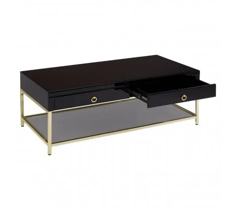 Townhouse Black and Gold Finish Coffee Table