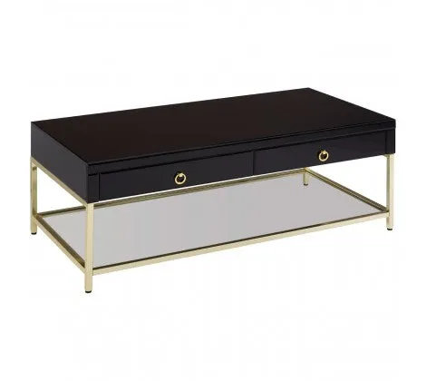 Townhouse Black and Gold Finish Coffee Table