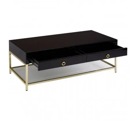 Townhouse Black and Gold Finish Coffee Table