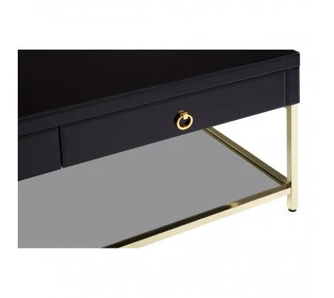 Townhouse Black and Gold Finish Coffee Table