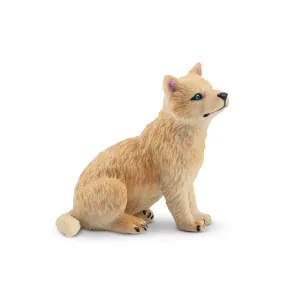 Toymany Sitting White Arctic Wolf Cub Figurine Toy