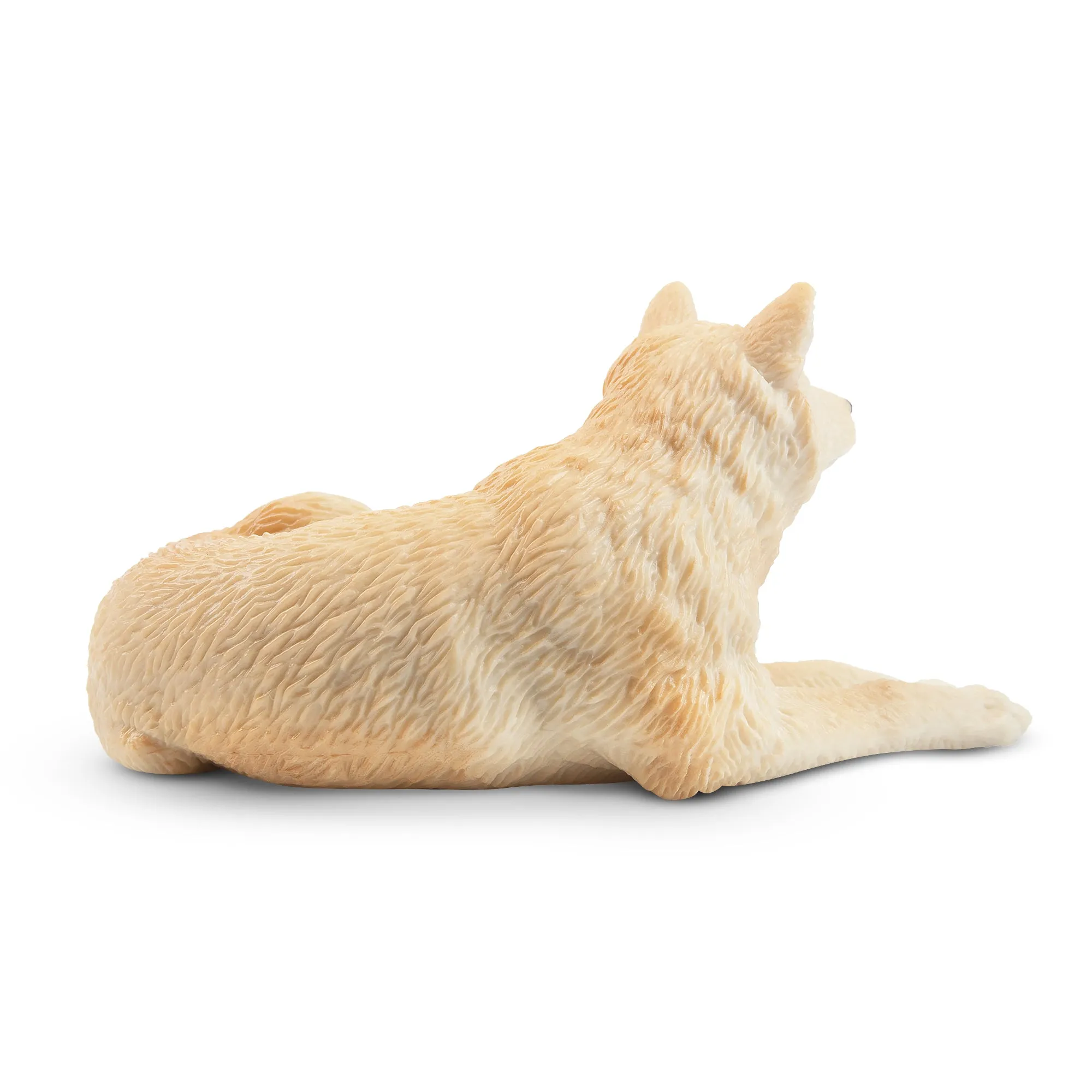 Toymany Sitting White Arctic Wolf Figurine Toy