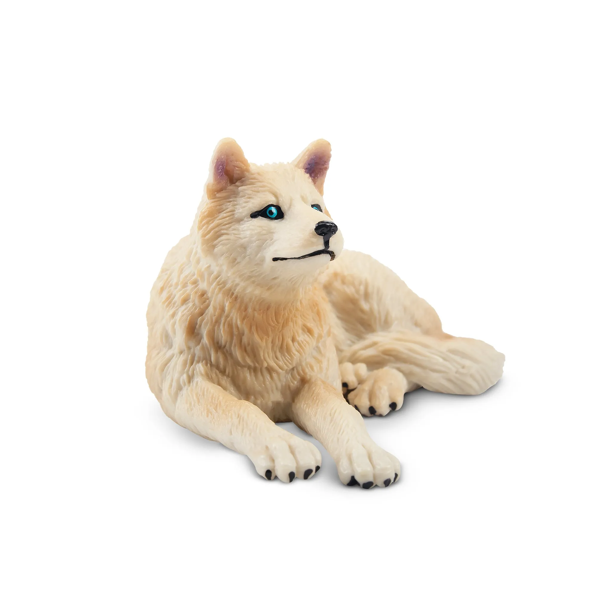 Toymany Sitting White Arctic Wolf Figurine Toy