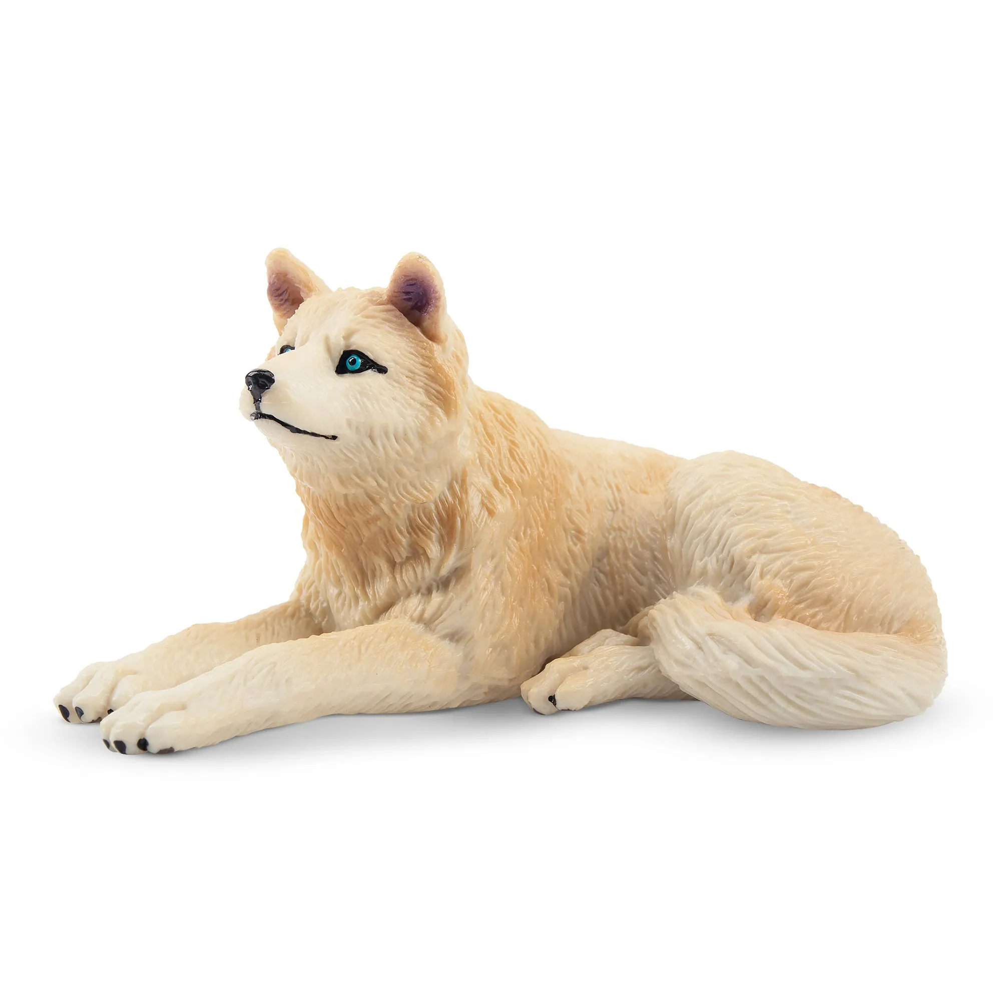 Toymany Sitting White Arctic Wolf Figurine Toy