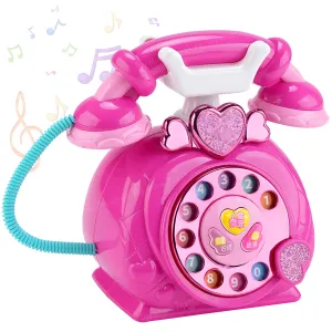 Toyshine Vintage Electronic Multifunctional Rotary Landline Pretend Toy Phone for Kids Early Educational Skills Training Toy Birthday Gift