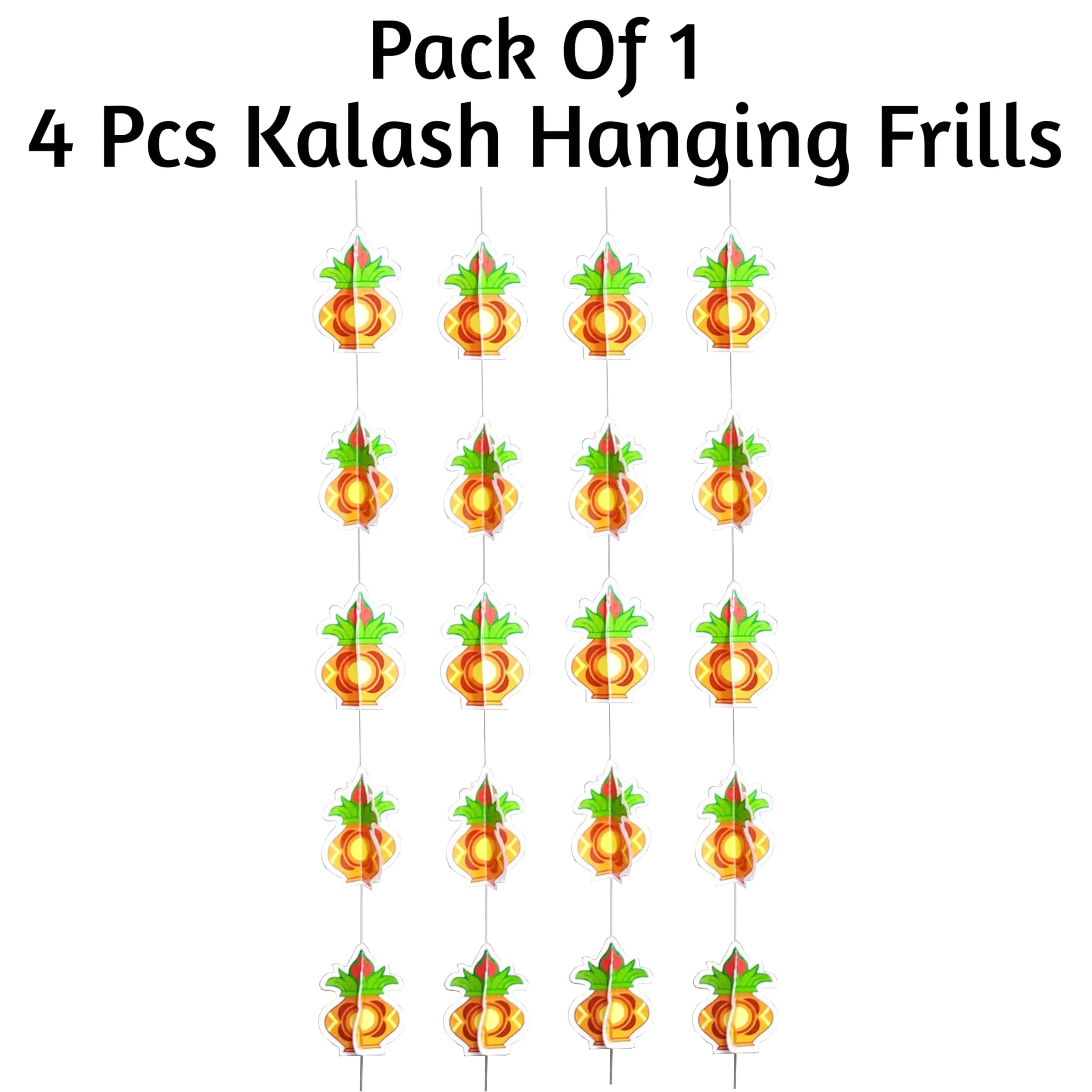 TOYXE Diwali Decoration Kalash Paper Frills 3D Set of 4 Pieces | Hanging Garland Decoration