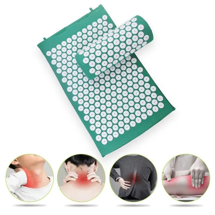 TPE   Sponge Acupuncture Acupoint Pain Relief Acupuncture Massage Pad Yoga Mat   Pillow Set(Grey)