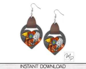 Track and Field Heart PNG Design for Sublimation of Earrings with Leather, Digital Download