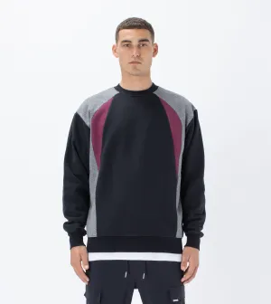 Track Panel Crew Sweat Black/Boysenberry