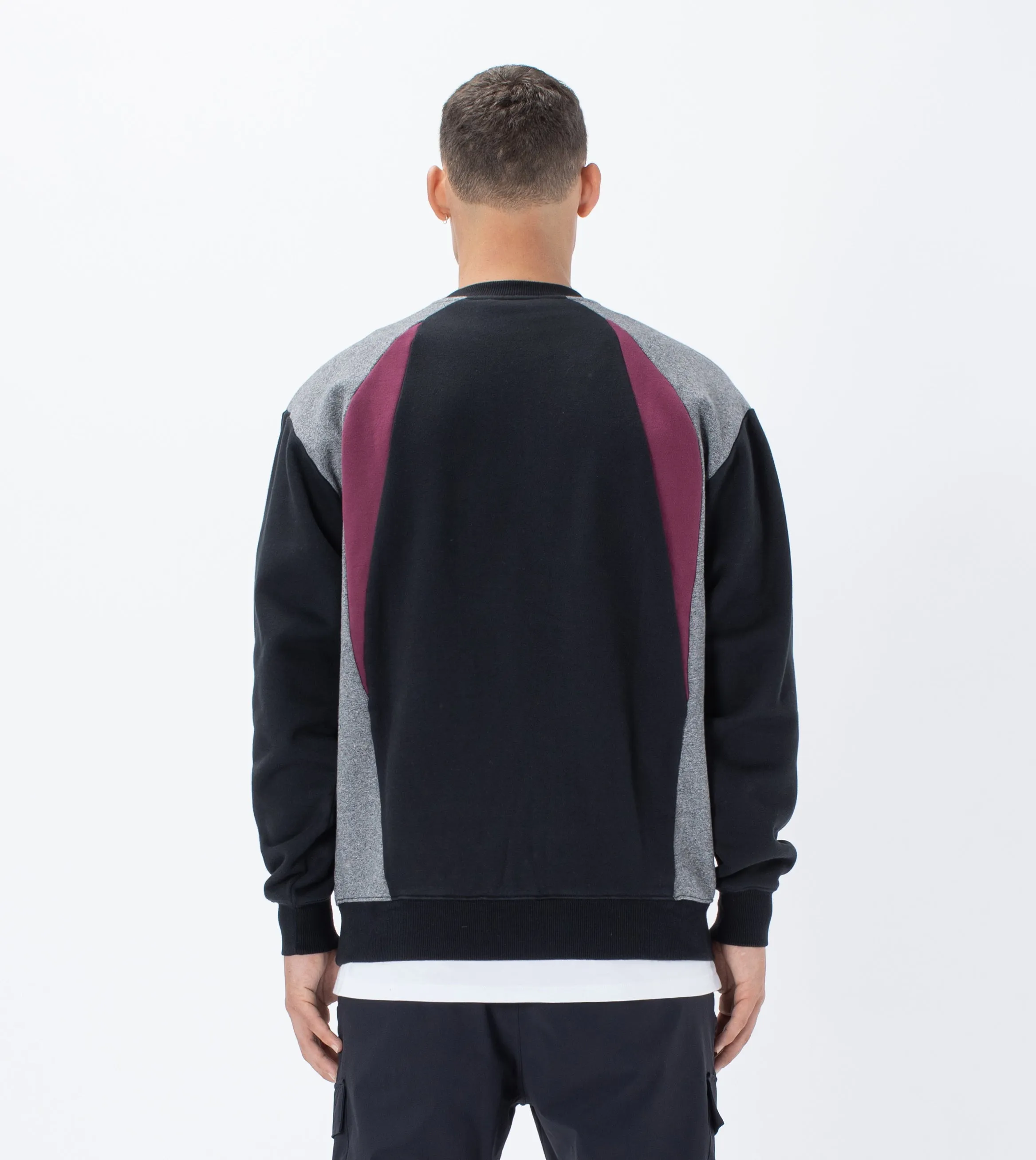 Track Panel Crew Sweat Black/Boysenberry