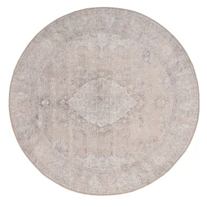 Traditional Beige Washable Circle Rug