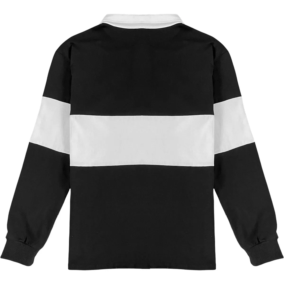 Traditional Black And White Striped Mens Long Sleeve Rugby Shirt