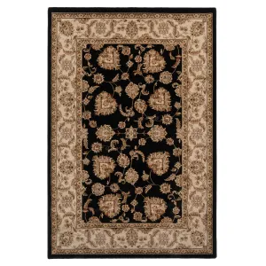 Traditional Black Floral Rug - Malaki