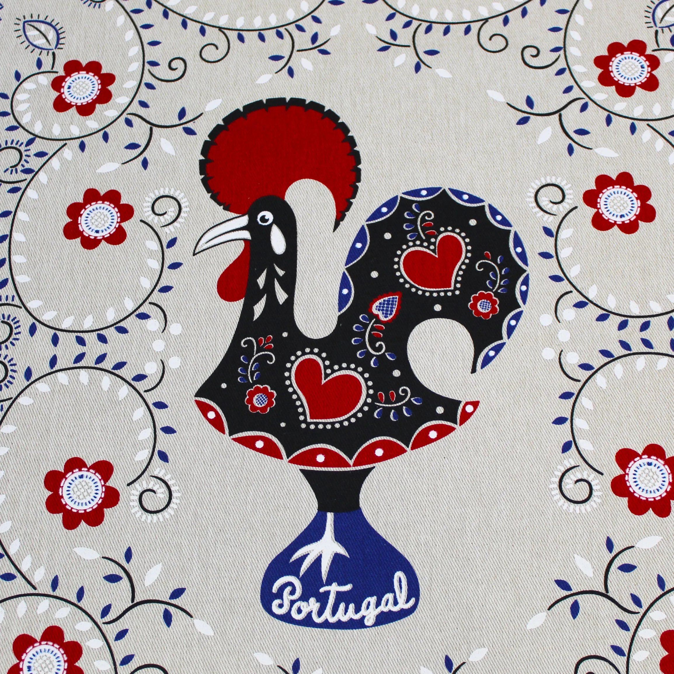 Traditional Good Luck Rooster and Viana Heart Cotton Kitchen Dish Towel, Set of 2