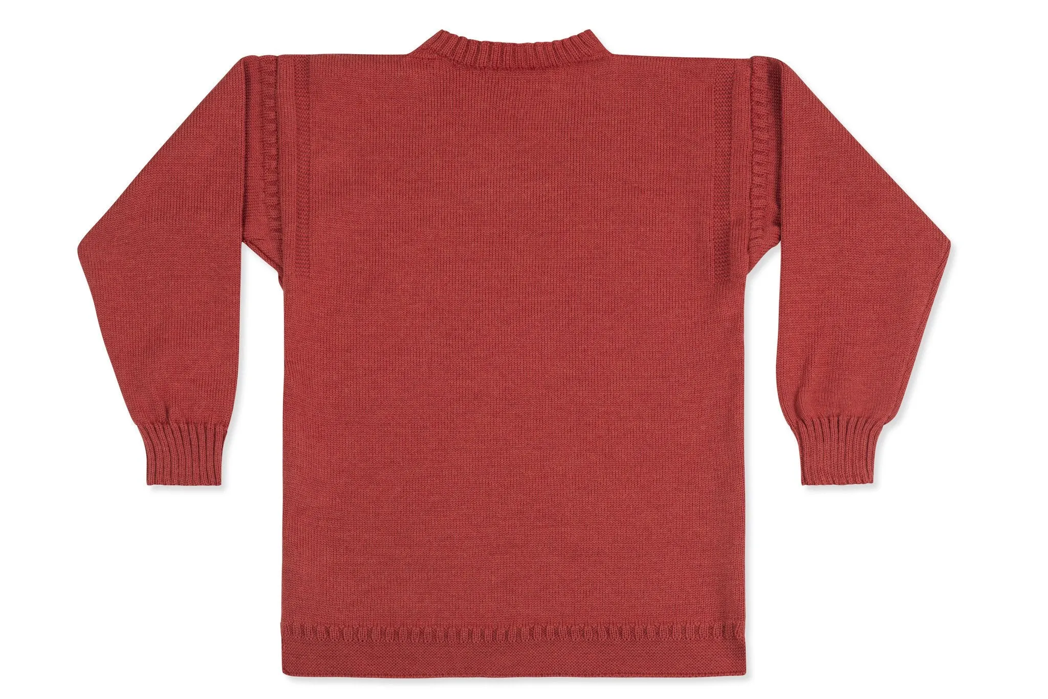 Traditional Guernsey Jumper In Breton Red