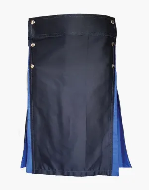 Traditional hybrid kilt in black and blue color