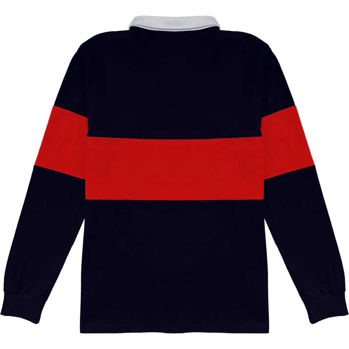 Traditional Navy Blue And Red Striped Mens Long Sleeve Rugby Shirt