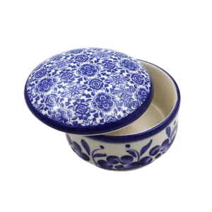 Traditional Portuguese Blue Tile and Floral Ceramic Decorative Box