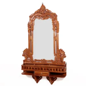 Traditional Teak Southern Minar Inspired Mirror Frame with 1 Drawer