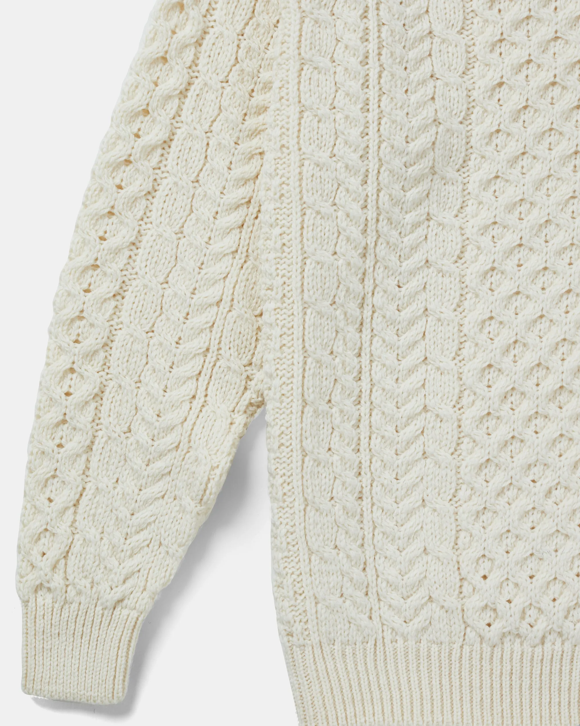 Traditional Unisex Aran Sweater - ECRU