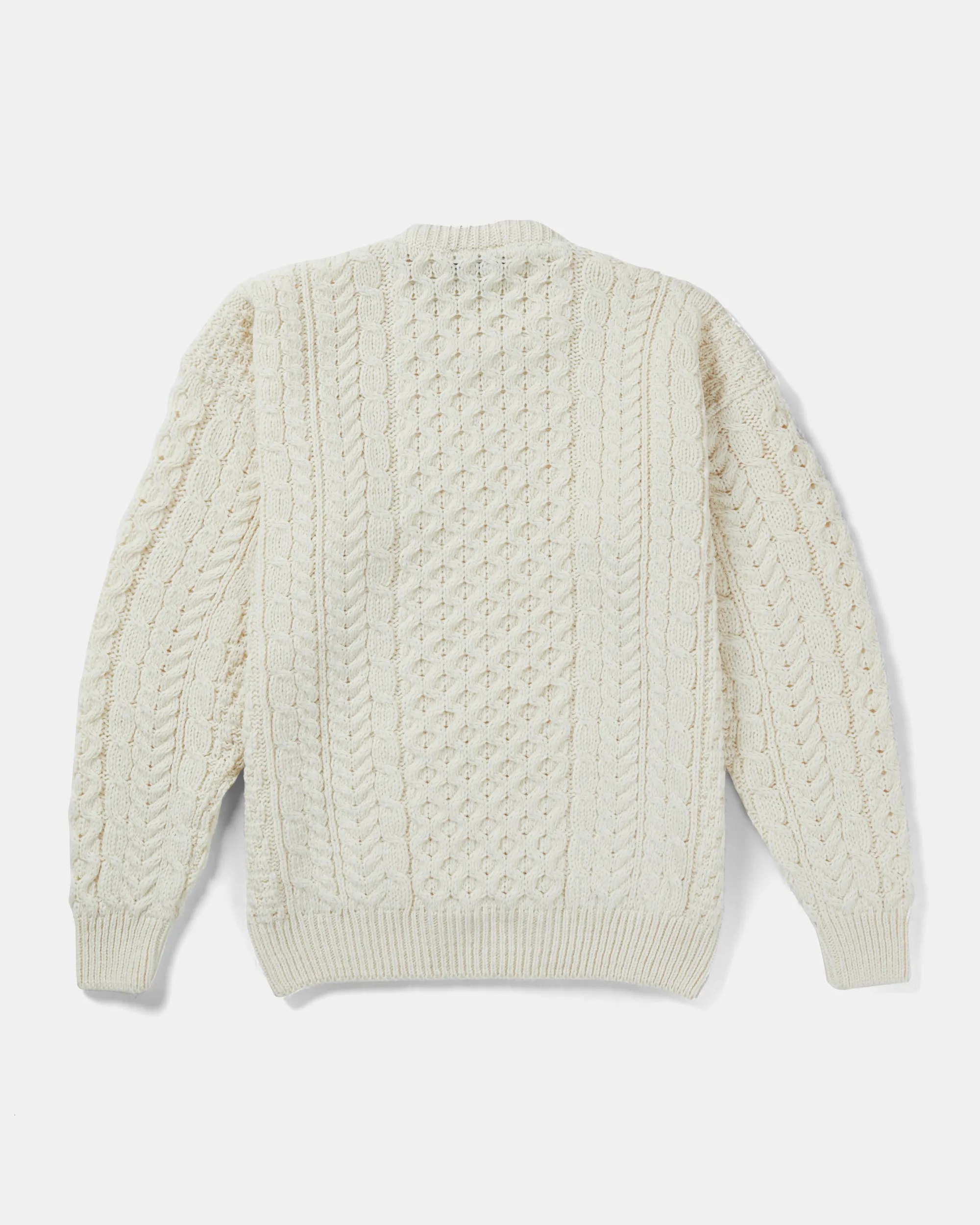 Traditional Unisex Aran Sweater - ECRU