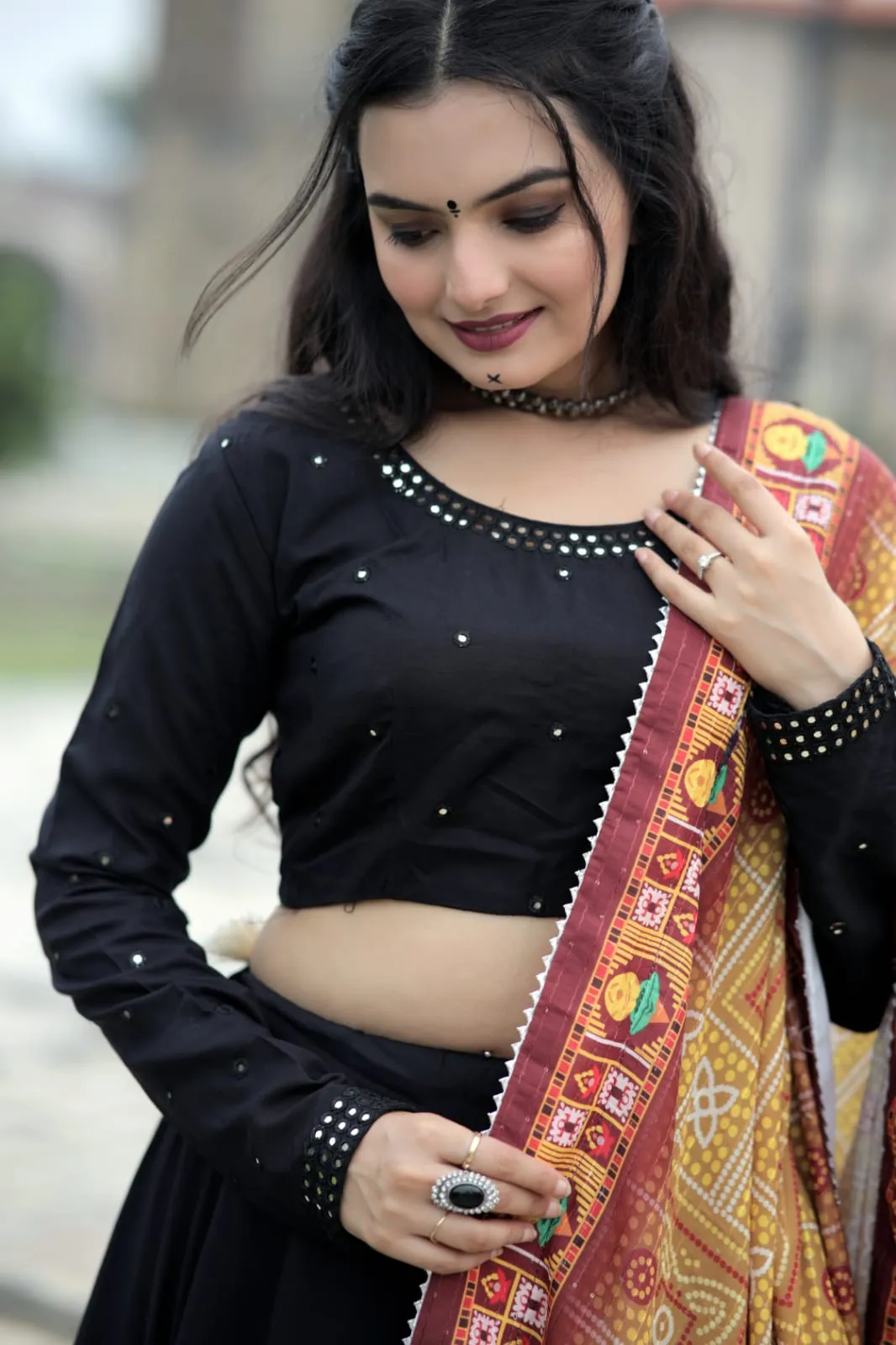 Traditional Wear Black Color Lehenga Choli With Pretty Dupatta