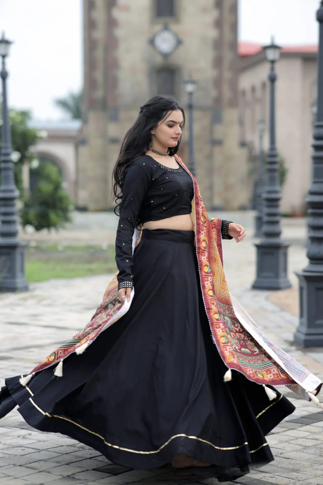 Traditional Wear Black Color Lehenga Choli With Pretty Dupatta