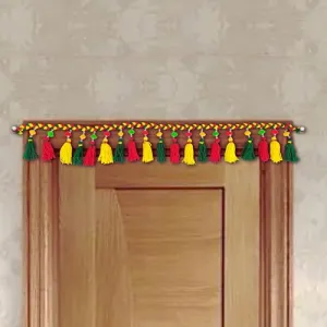 Traditional Woolen Handmade Door Banderwal/Toran for Temple mandir Pooja Room Diwali Toran (2)