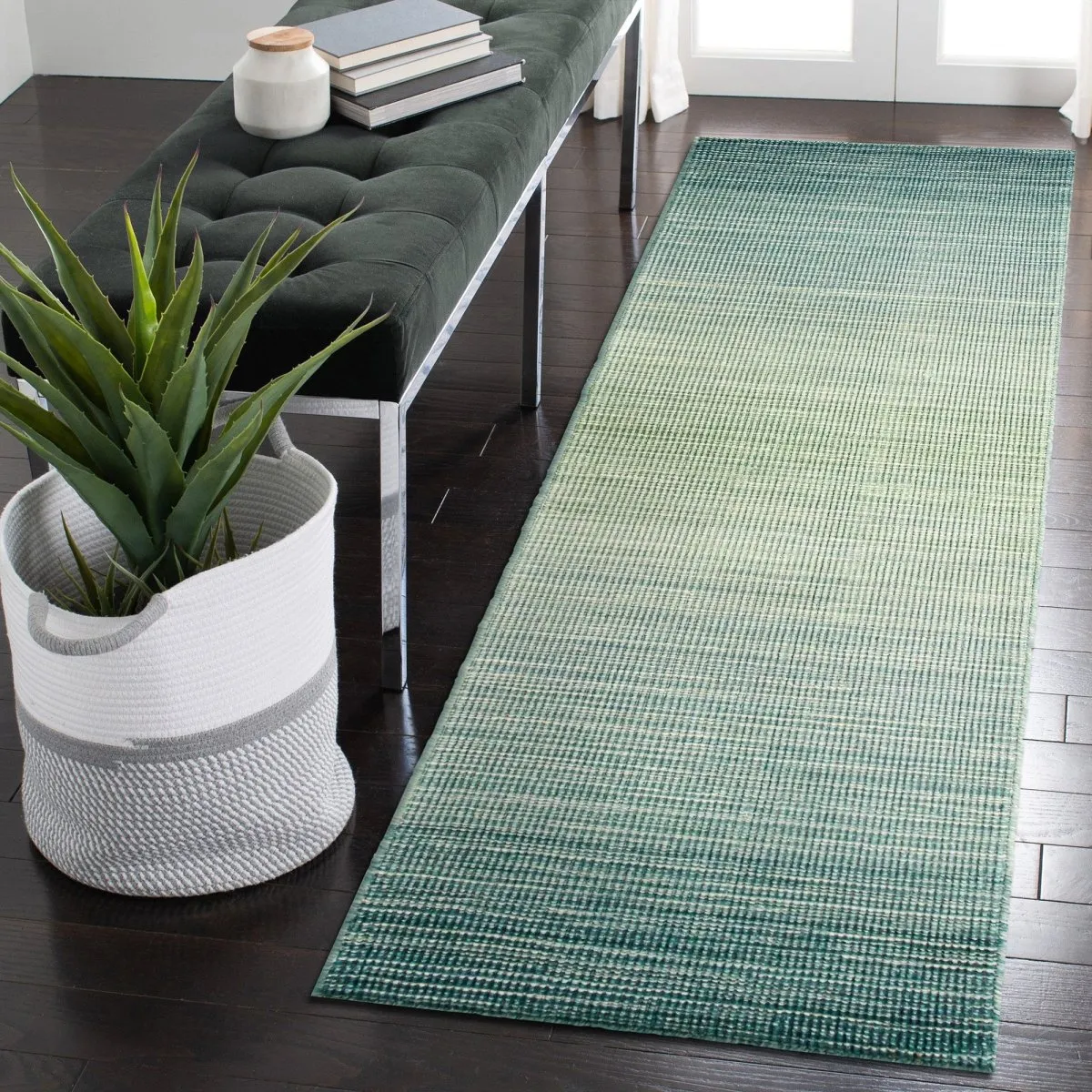 Trans-Ocean ARUBA  Indoor Hand Woven Wool Comfortable Areaa Rug  - Aqua