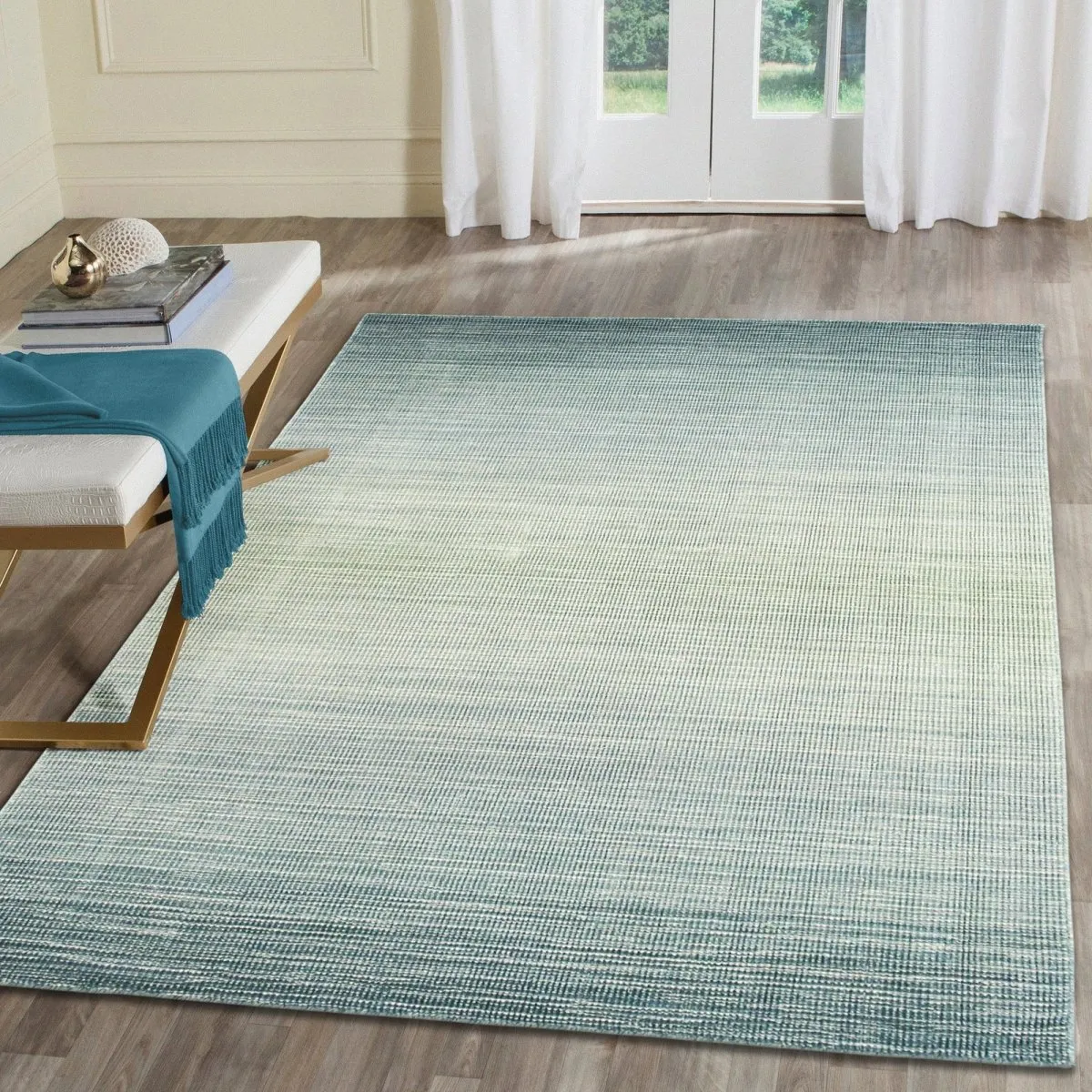 Trans-Ocean ARUBA  Indoor Hand Woven Wool Comfortable Areaa Rug  - Aqua