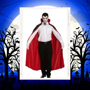 Transform into the Night: Adult Reversible Red Halloween Dracula Vampire Cloak - Unisex Scary Fancy Dress Cape