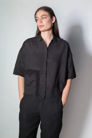 Transit Par Such Short Sleeve contrasting Pocket Shirt in Black