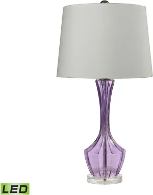 Translucent Led Table Lamp In Purple Glass With Pure White Shade