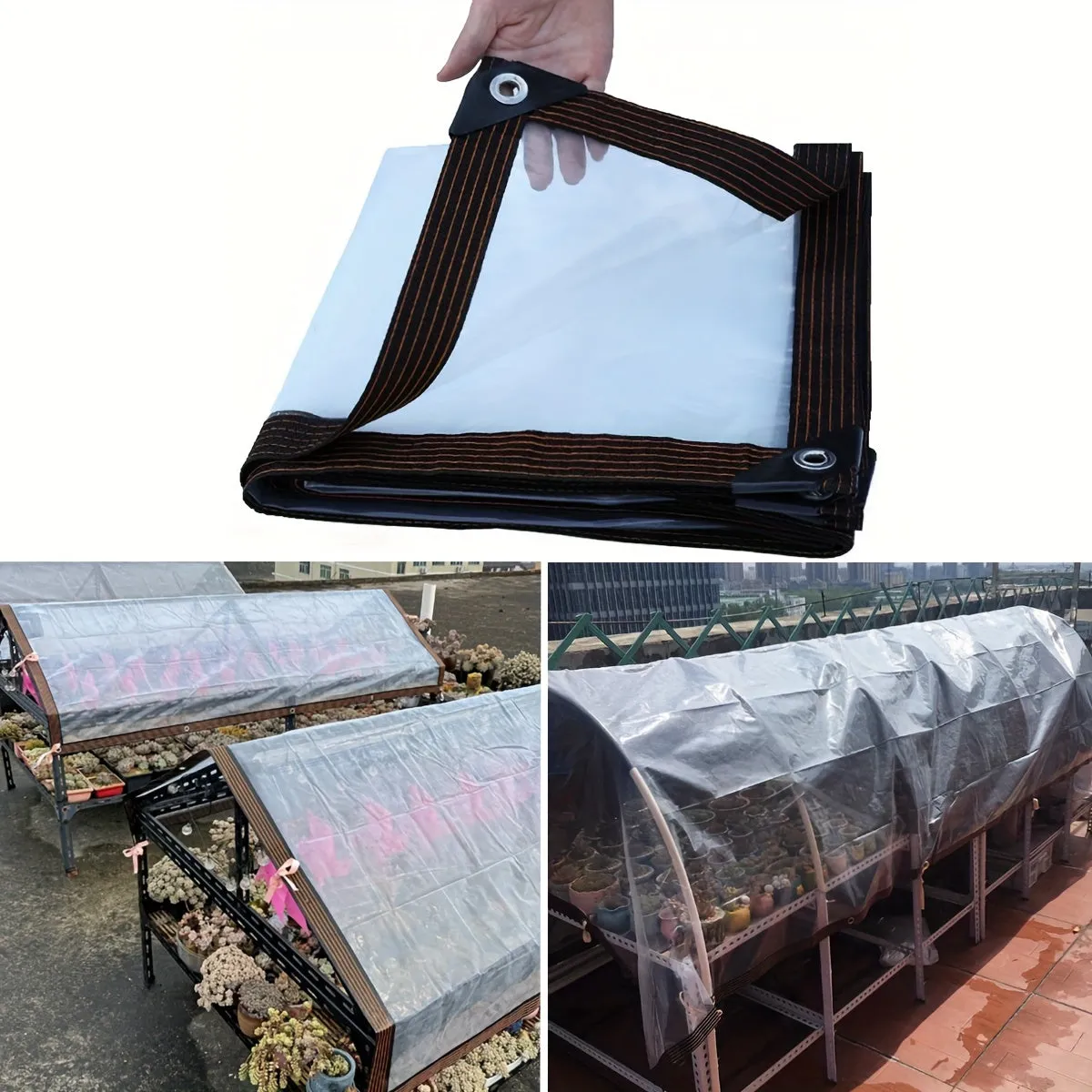 Transparent Waterproof Tarpaulin with Grommets for Garden and Patio