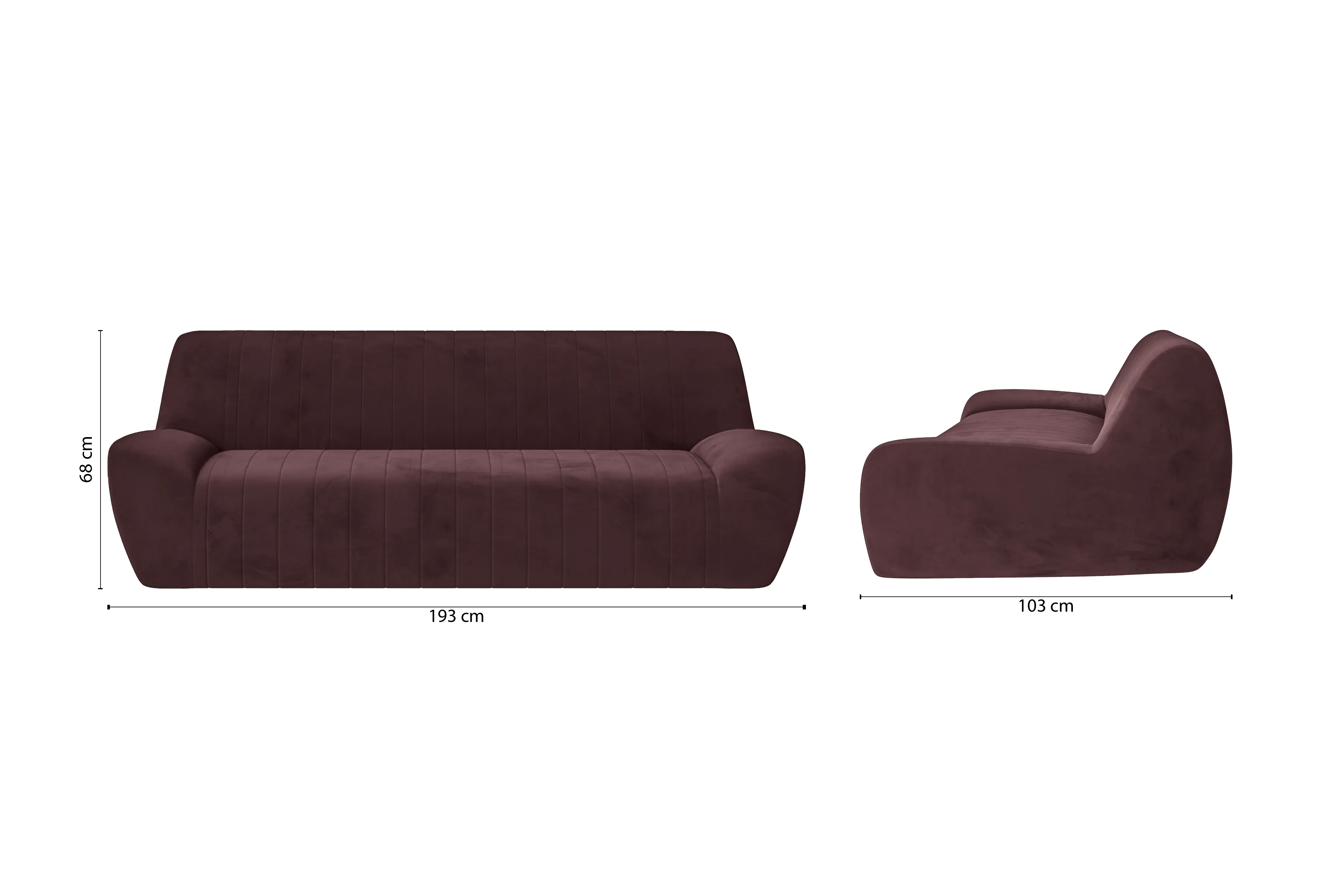 Trapani 3 Seater Sofa Grape Velvet