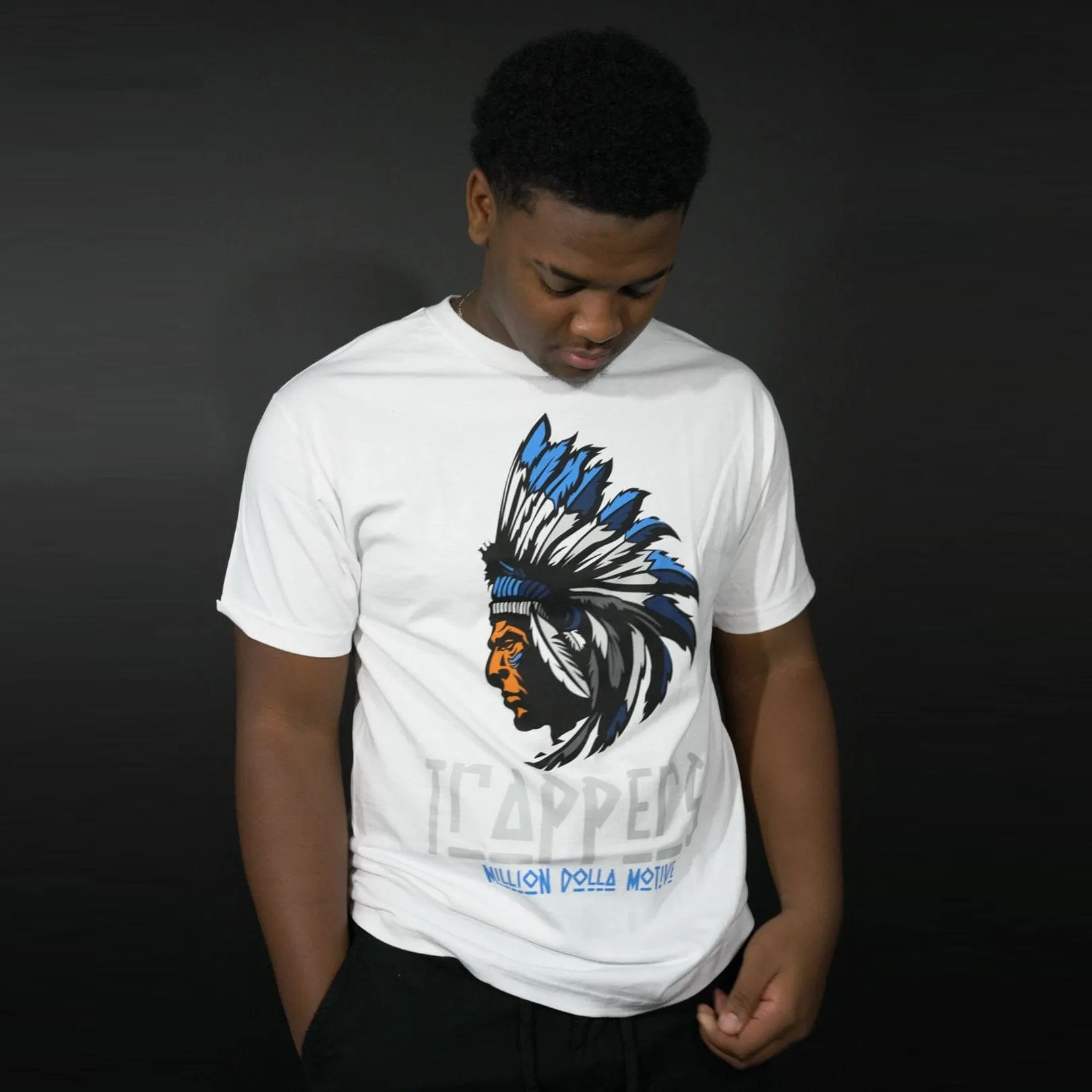 Trappers - Blue on White T-Shirt