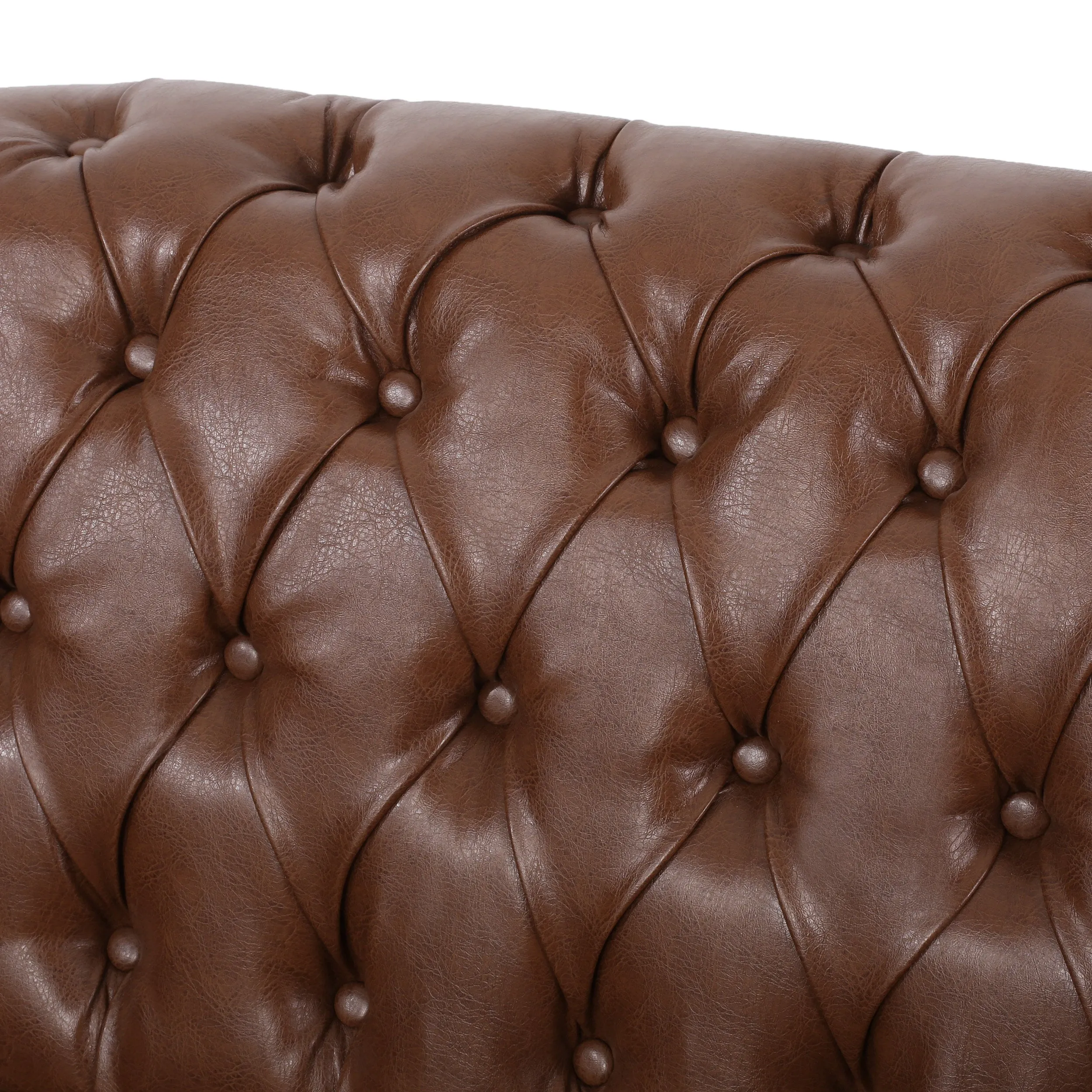 Trask Contemporary Leather Tufted Loveseat with Nailhead Trim