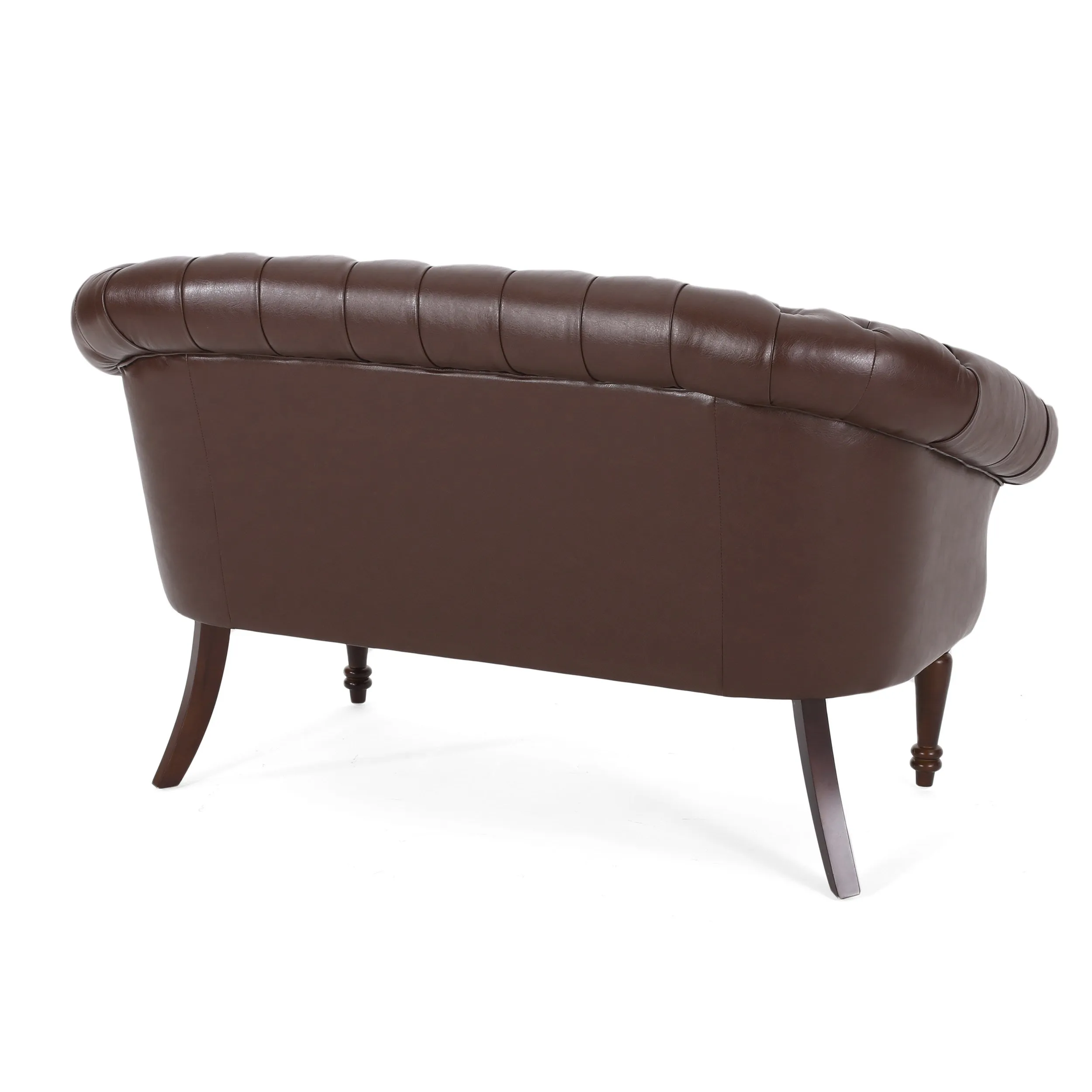 Trask Contemporary Leather Tufted Loveseat with Nailhead Trim