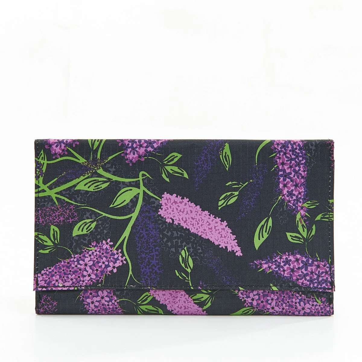 Travel Document Wallet by Eco Chic Waterproof & Durable Fabric Buddleia Design - Black