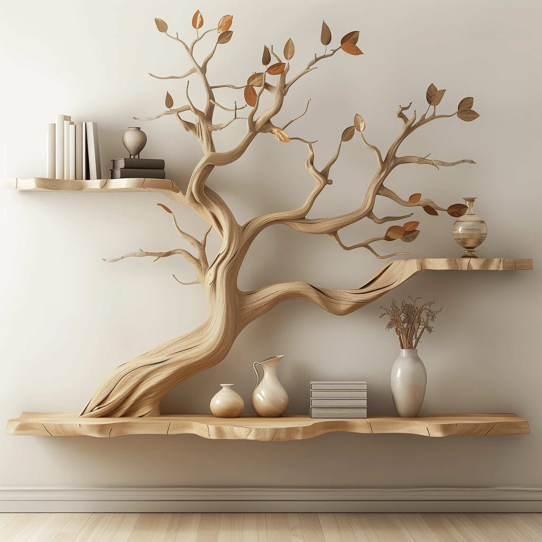 Tree Bookshelf Handmade Solid Wood