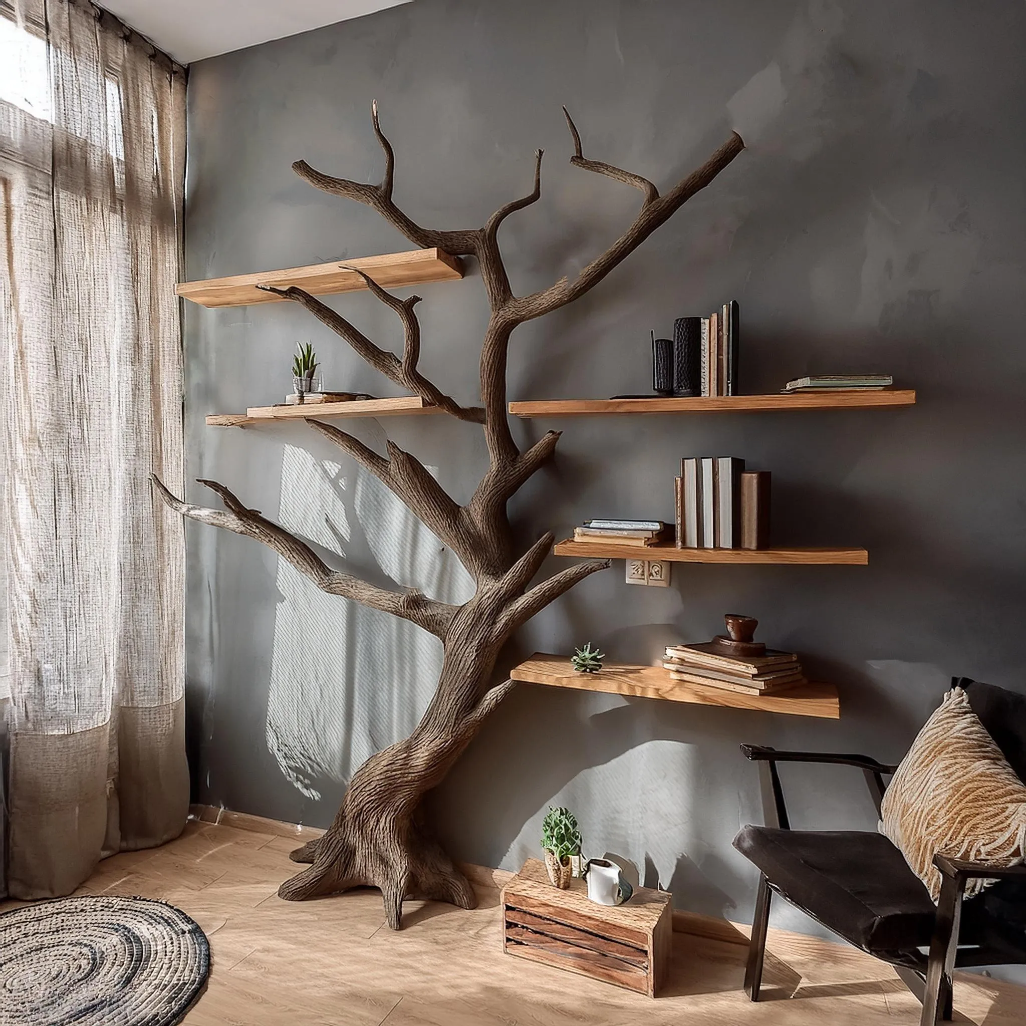 Tree Branch Wall Bookshelf Floating Custom Decor