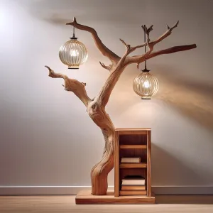 Tree Branches Lamp Floating Wall Bookshelf Custom Decor Home