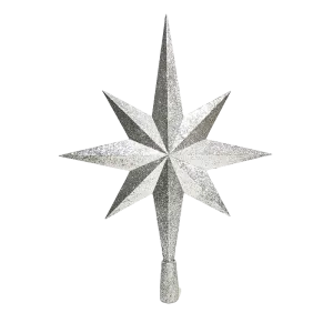 Tree Topper 8 Point Star Glitter Silver 80cm