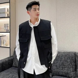 Trend Men's Jacket Vest Korean Style Sleeveless Coat Male Autumn O-Collar Tank Top Elgance Fashion Clothing 9A0977