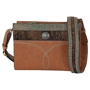 Trenditions Women's Embossed Brown Crossbody